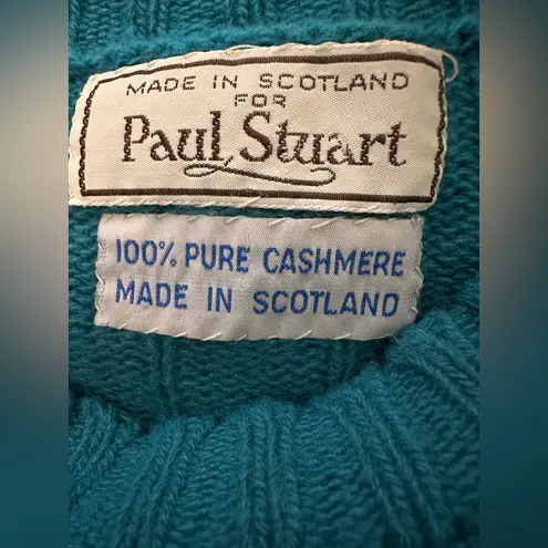 Paul Stuart Scottish Pure Cashmere Teal Crewneck Sweater Blue - Image 4