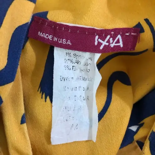 Vintage 80s 90s IXIA Cat Print Mini Dress Yellow Blue Size Small