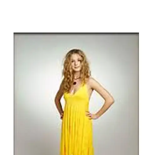Rachel Pally Yellow Deep Plunge Empire Waist Babydoll Maxi Dress Size XS Modal