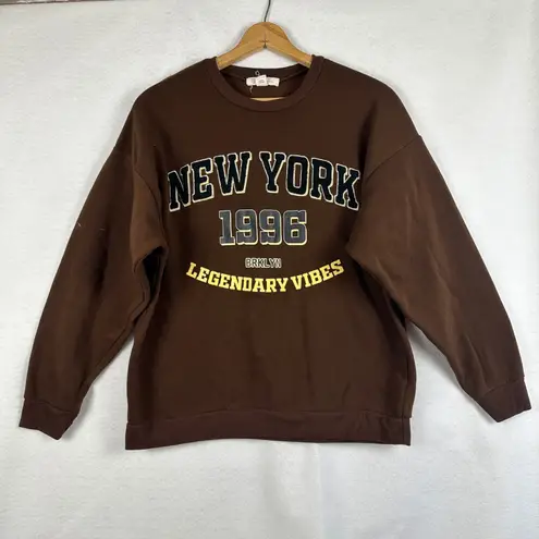 Buch and Stone New York 1996 Legendary Vibes Brown Sweatshirt Crewneck Women L Brown Size L