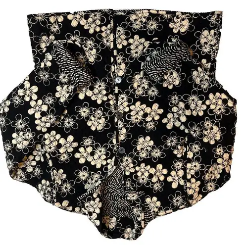 Reversible Floral Quilted Jacket Patchwork Casual Studio Black Pattern SZ S