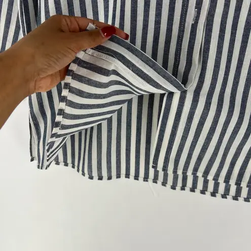 Coco + Carmen Lightweight Cotton Blend Oversized Striped Button Front Tunic Top