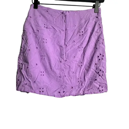 ASHLEY PARKER x RTR Women's Purple 100% Cotton Eyelet Wrap Mini Skirt Size 2