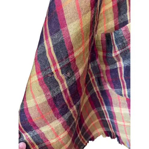 Tolani Isabelle plaid wool leather trimmed cape