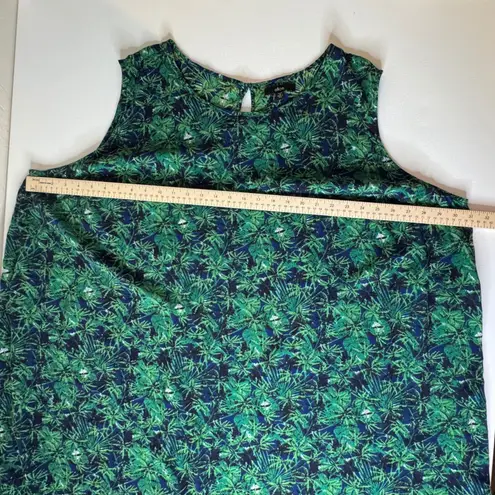 Ellos Tropical Leaf Print Sleeveless Dress Size 3X Lightweight Summer Resort Green
