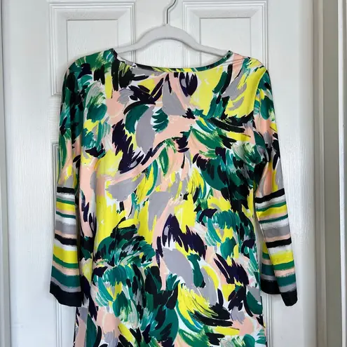 JEAN PIERRE KLIFA Daphne Sheath Dress Yellow Green Size Medium Abstract Bright