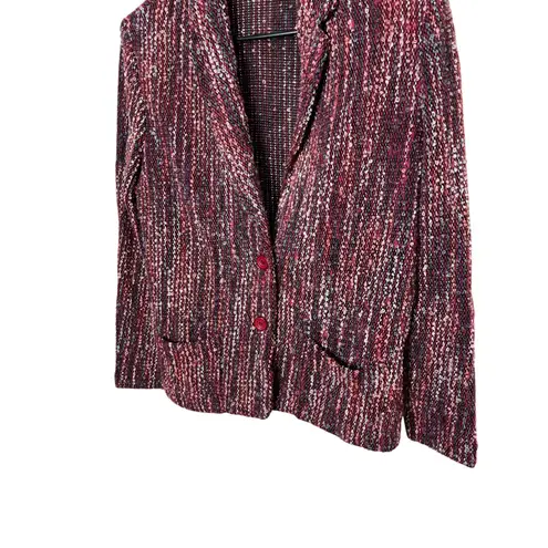 Vintage Winks by Sandy Waks Women's Blazer Jacket Knit Red Multicolor Size L