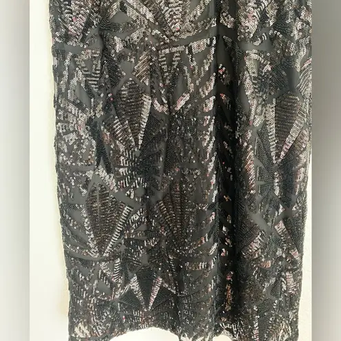 Everly Sequins Black Sleeveless A Line Mini Dress Cocktail Shift Shimmer Size M