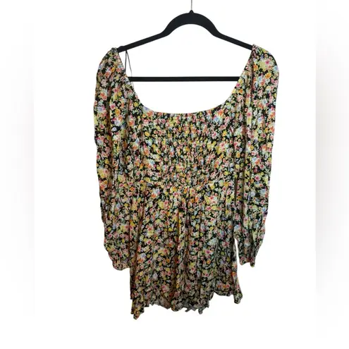 Elodie Nwt Ditsy Floral Puff Sleeve Smocked Mini Dress