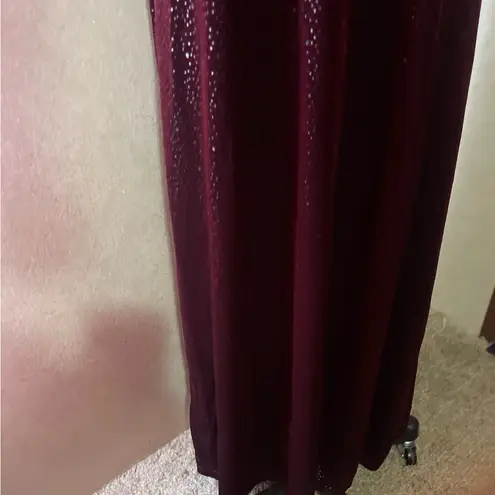 Vintage Helene Blake maroon sparkly maxi dress short sleeve craft witchy goth l Size L