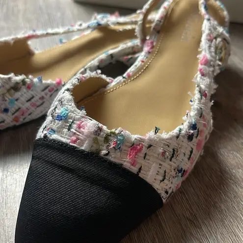 Multicolor Tweed Slingback Sandals Size 7 White