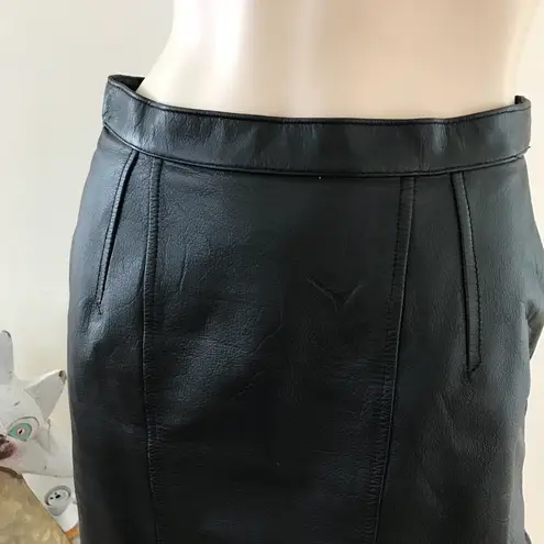Vintage 90s Leather Straight High Waist Skirt 25” Black