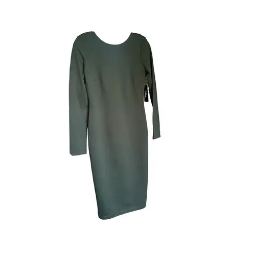 NWT Lulus Olive Green Open Back Long Sleeve Round Neck Dress Size L Party Knee L Size L