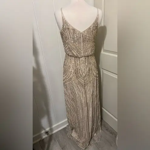 BHLDN Anthropologie x $300 Fidelia Beaded Deco Gown Dress Size 4