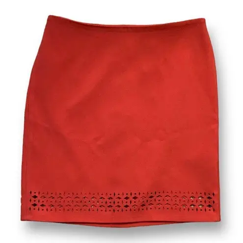 Banana Republic Factory Skirt Tailored Pencil Clay Red Geometric Cutout Office Size 4