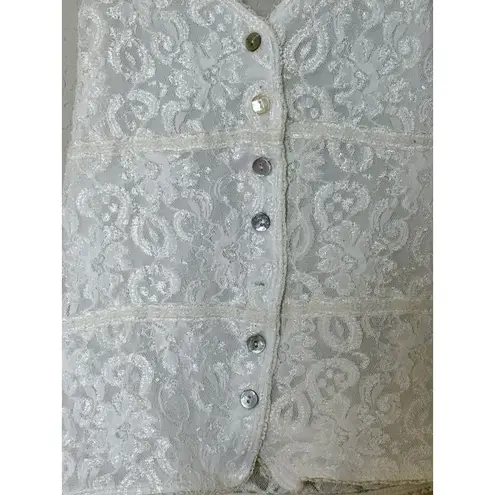 Y2K DE.CØDED White Lace Button Front Tank Top Small Made in USA Fairycore