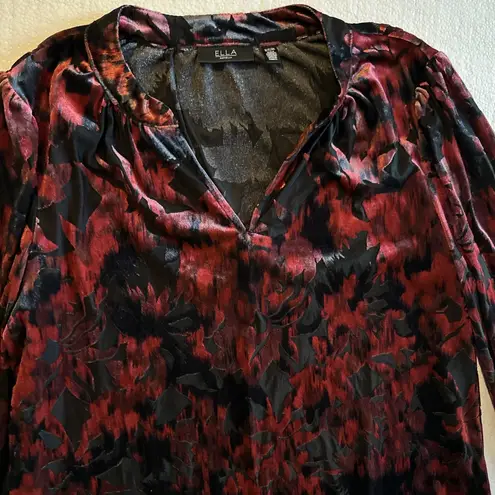 Ella Womens Velvet Burnout Top Size Small Black Sheer Vamp Whimsigoth