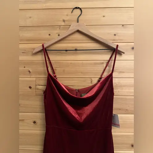 NWT Taylor Size 2/XS Strappy Red Orange Cowlneck Velvet Midi Dress