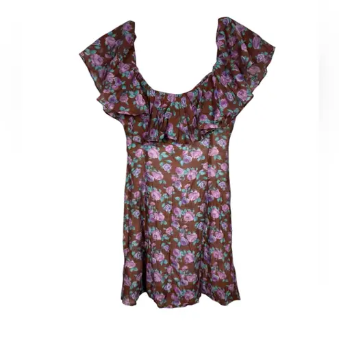 Vanessa Mooney  Joelyn Floral Print off The Shoulder Mini Dress Sz Small