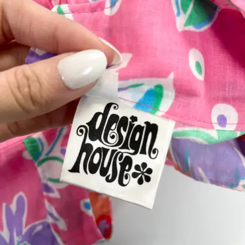 Design House Artist Smock Apron Floral Bright Painter Tunic Artsy USA Made Pink Size undefined