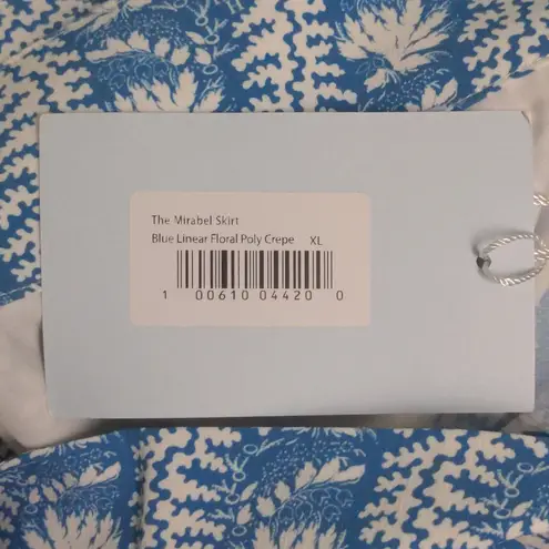 Hill House The Mirabel Skirt Trailing Vine Blue Linear Floral Poly Crepe XL New