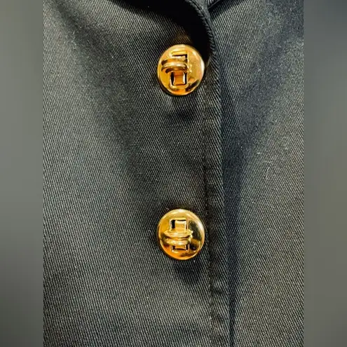 St. John Sport Black Twill Cotton Blazer Gold Hardware Size Small