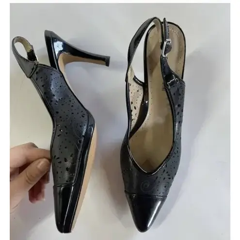 Adrienne Vittadini Shoes Womens Size 8.5 Petra Slingback Heels Leather Cutout