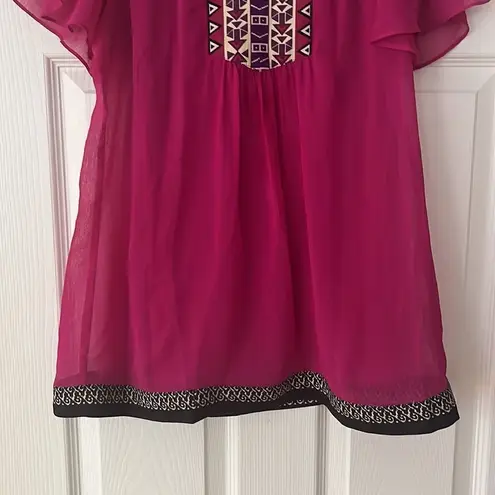 ECI  pink flowy patterned blouse size small