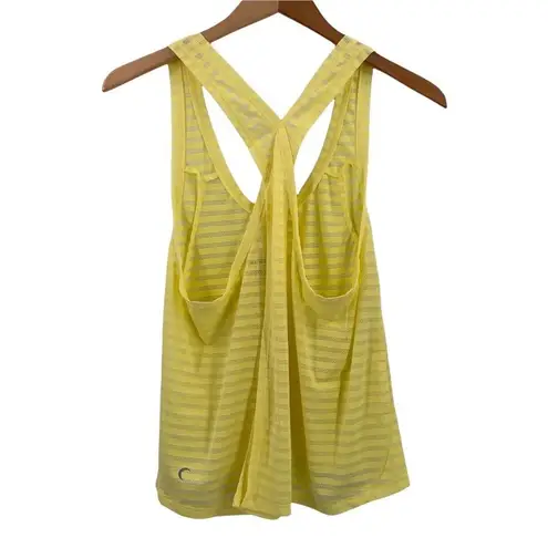 Zyia Lemon Yellow Nimbus Split Back Athletic Striped Tank Size Large