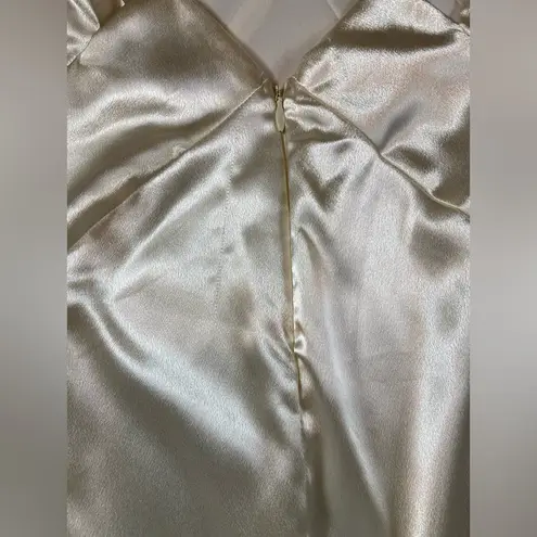 Maniju Manifu Sleek Satin Maxi Dress in Cream Size Small