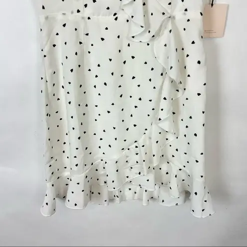 superdown New  Revolve size small White Camile Ruffle Heart Print Mini dress