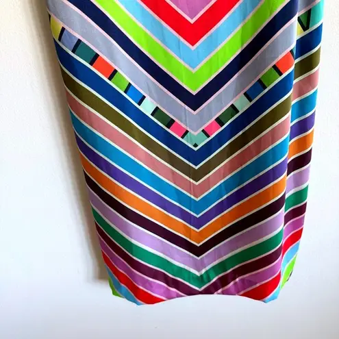 Milly Colorful Chevron Striped Sleeveless Dress - Bright Rainbow Summer Midi