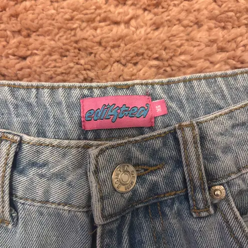 Edikted Y2K Jeans Womens XS Flare Wide Leg Bootcut Mid Rise Light Denim Wash