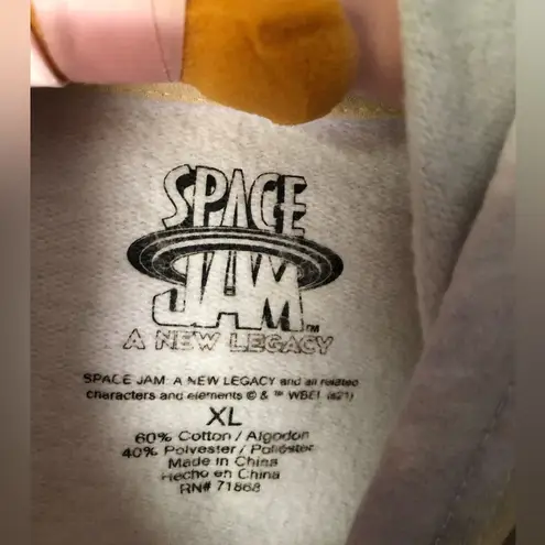 Space Jam Hooded Cropped Graphic Sweatshirt tie dye looney tunes sz XL cotton