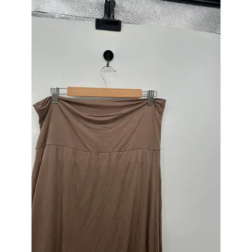 Paisley Vine Women Brown Tiered Ruffle Skirt Size L Stretch Boho Artsy Lagenlook Size M