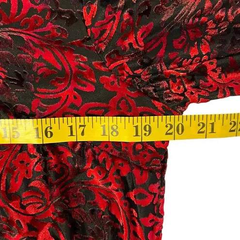 DB Womens Velvet Burnout Top Size LARGE Red Black Whimsigoth Fairy Mature