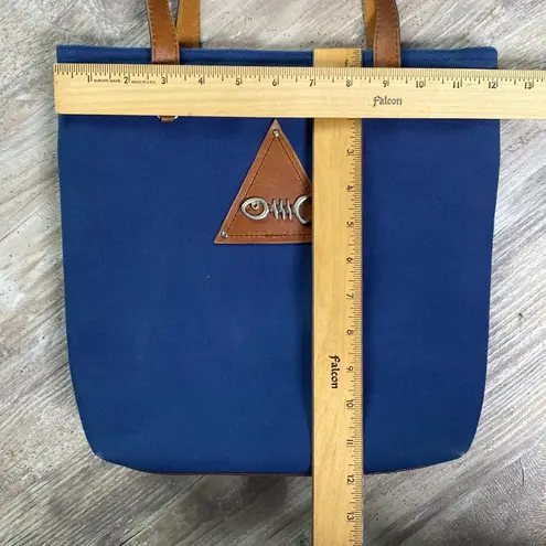 Most Wanted USA Womens Navy Lightweight Canvas Leather Shoulder Tote Handbag