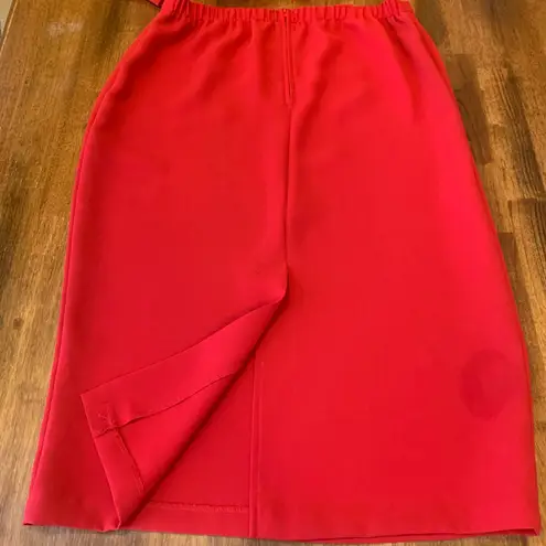 Danny & Nicole Dress Suit 16P Red 2 piece Long Sleeve Jacket Elastic Waist Skirt