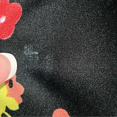 Floral sheer swim coverup Maxi Dress w/embroidery Trim size L high side slits Black Size L