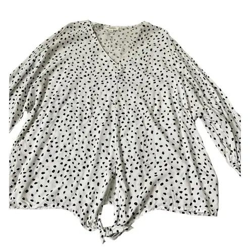 Lounge Beach Lunge White & Black Tie Front Women's Blouse Size Medium | 35-12