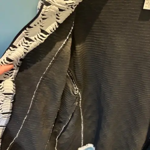 Rafael Sport Women Black White Zip Collared Textured Long Sleeve CareerJacket XL