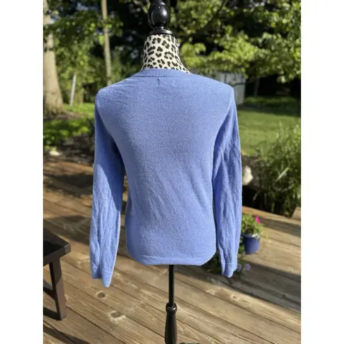 J.Crew Blue Cotton & Merino Wool Teddie sweater Womens Small Crew Neck Preppy