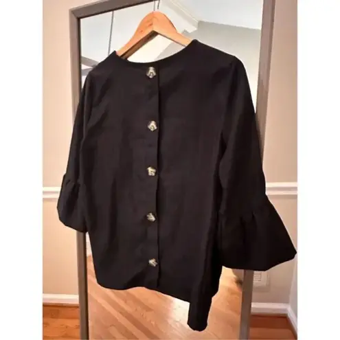 Stylish Ces Femme black top featuring bell sleeves, Size Medium