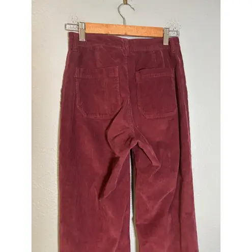 Faherty Women's Stretch Cord Wide Leg Pant Burgundy Corduroy Size 26 Boho - Image 9