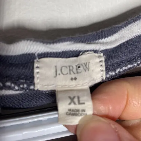 J Crew Factory striped cotton Crewneck long sleeve zip back t