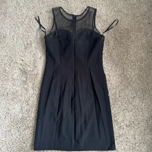 Blondie Nites Women’s Vintage Look Form Fitting Black Sequin / Mesh Top Knee Length Dress Sz 5