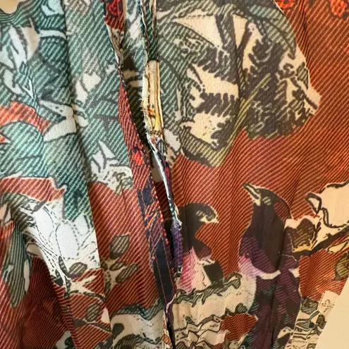 Hemant & Nandita Anthropologie Zeri Floral Peasant Midi Dress size 16 Brown