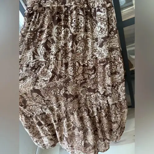 Anthropologie Moon River Smocked midi dress paisley ruffles embroidered  tiered