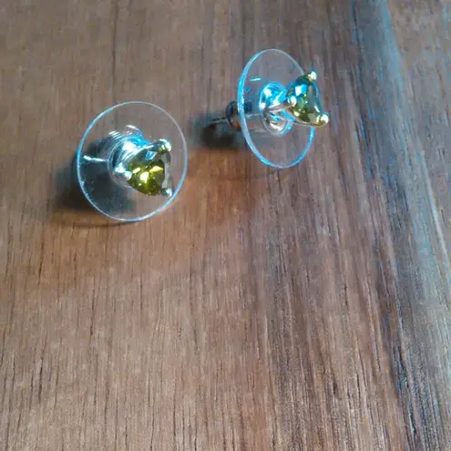 Green Heart Simulated Diamond Sterling Silver Stud Earrings