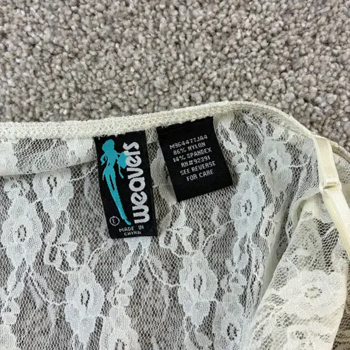 Weavers Floral Lace Cami Tank Top Womens Sleeveless Layering Top Y2K Retro Boho Tan Size L